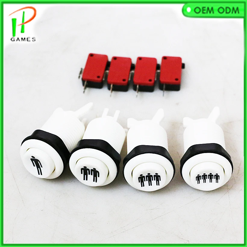 

4pcs /set white 1 player 2 player 3 player 4 player America Style Arcade Push Button Switch for MAME Jamma arcade Microswitch