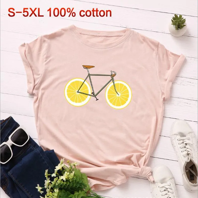 

100% Cotton Women Summer Fashion Print T-shirt Short sleeve O-neck Tee Tops Casual Ladies Plus size Loose Shirts Tops