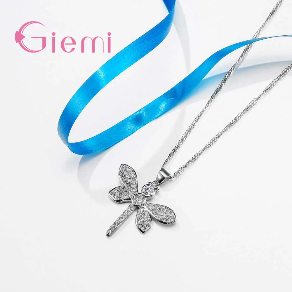 Женское ожерелье из серебра 925 пробы с подвеской в виде стрекозы|set dragonfly|earrings sethoop