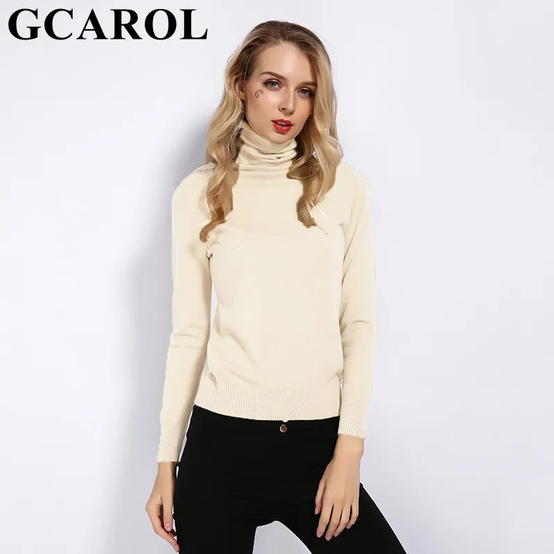 GCAROL, новинка, Осень-зима, 30% шерсть, водолазка, свитер, OL, карамельный, вязаный пуловер, женский, теплый, вязаный джемпер, уличный Топ - Цвет: Apricot