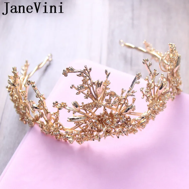 JaneVini 2019 дизайнерские золотые свадебные тиары в стиле барокко корона принцессы