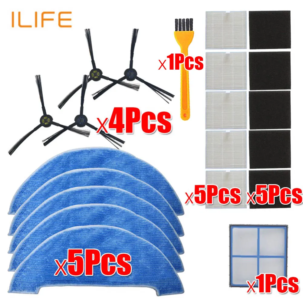 21Pcs Робот-пылесос HEPA фильтр, боковая щетка Швабра для ilife V8 V8s X750 A7 X800 X785 V80 Запчасти для роботизированного пылесоса аксессуары - Цвет: 21Pcs