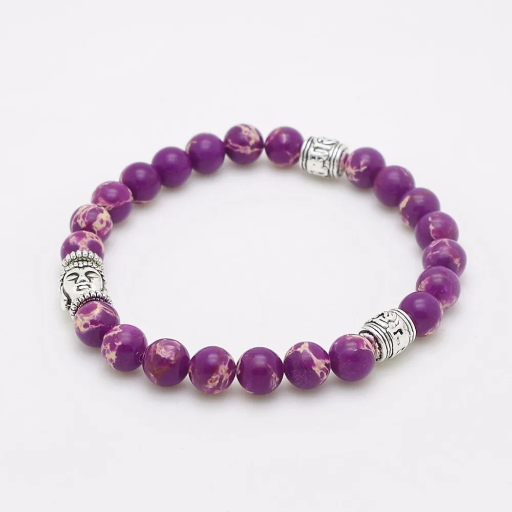 Женский браслет чакра из натурального камня для йоги фиолетового цвета|bracelets