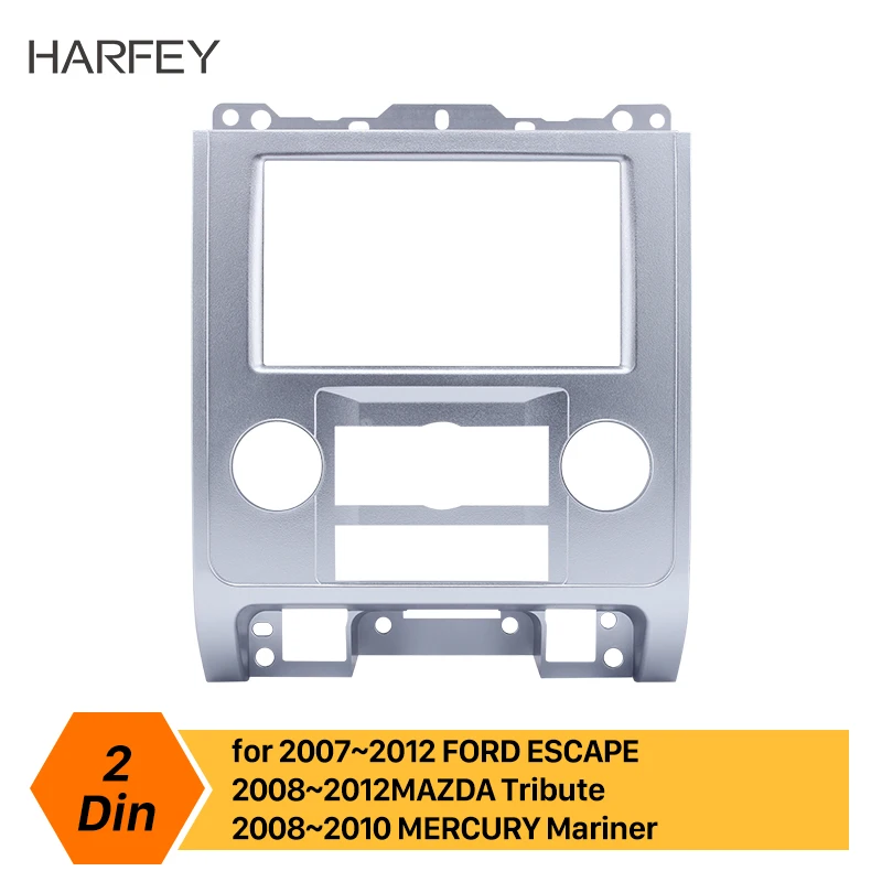 

Harfey Silver Car DVD Radio Fascia Frame Panel 2Din for 2007 2008 2009 2010 2011 2012 Ford Escape MAZDA Tribute MERCURY Mariner