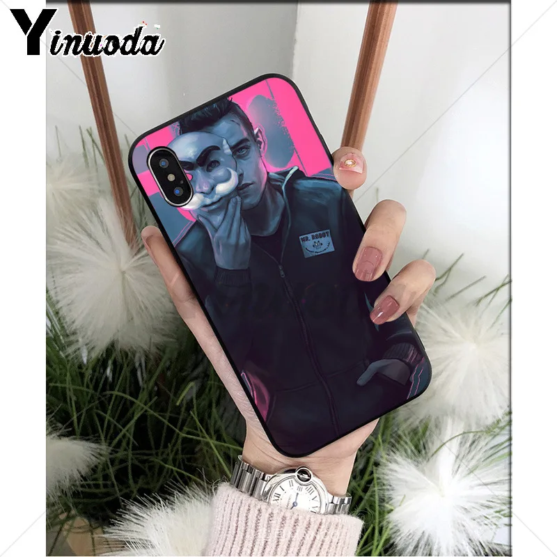Мягкий чехол Yinuoda Mr Robot из ТПУ для сотового телефона Apple iPhone 8 7 6 6S Plus X XS MAX 5 5S SE XR