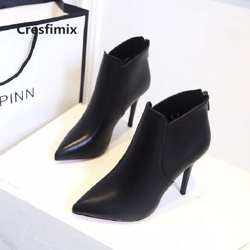 Cresfimix/женские модные удобные черные женские ботильоны из искусственной кожи