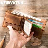wallet genuine leather mens short fashion wallets cowhide casual design coin photo credit id card holder purse for man b199