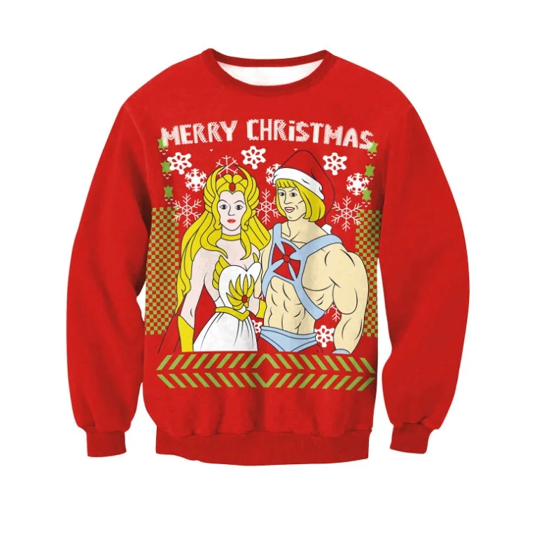 New Christmas Sweater Women/Men Fashion Santa 3D Printed Funny Ugly Sweaters O-Neck Long Sleeve Casual Streetwear | Женская одежда