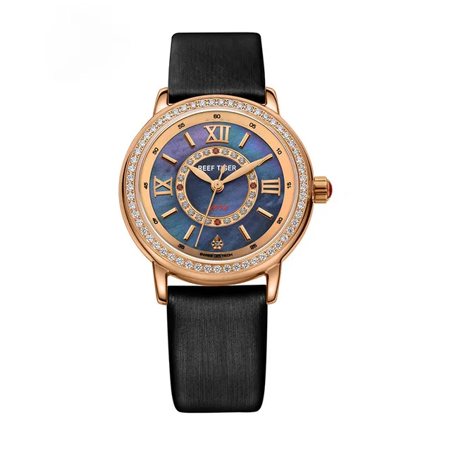 Reef Tiger Love Serier RGA1563 Stainless Steel Fashion Causal Business Watches for Women Ladies Moon Phase Quartz Wrist Watch