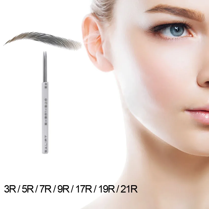 

Тату-иглы круглые 5 пин, 50 шт., микроблейдинг, бровей, губ, подводка для глаз, Перманентный макияж, 3D вышивка, тату ручка, поставка татуировок