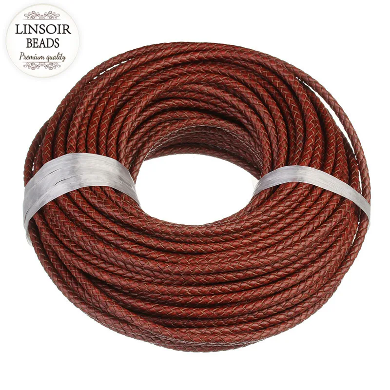 LINSOIR, 1 м/лот, 6 мм, натуральная плетеная кожаная веревка, подходит для ожерелья, фурнитура для браслетов, кожаная нить, сделай сам, изготовление ювелирных изделий F5509