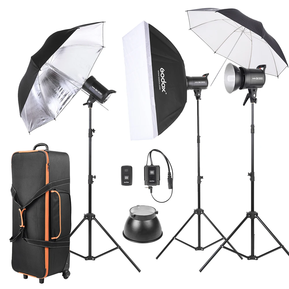 Godox SK300 D 3*300WS фотостудия стробоскоп Вспышка Комплект w/осветительная подставка