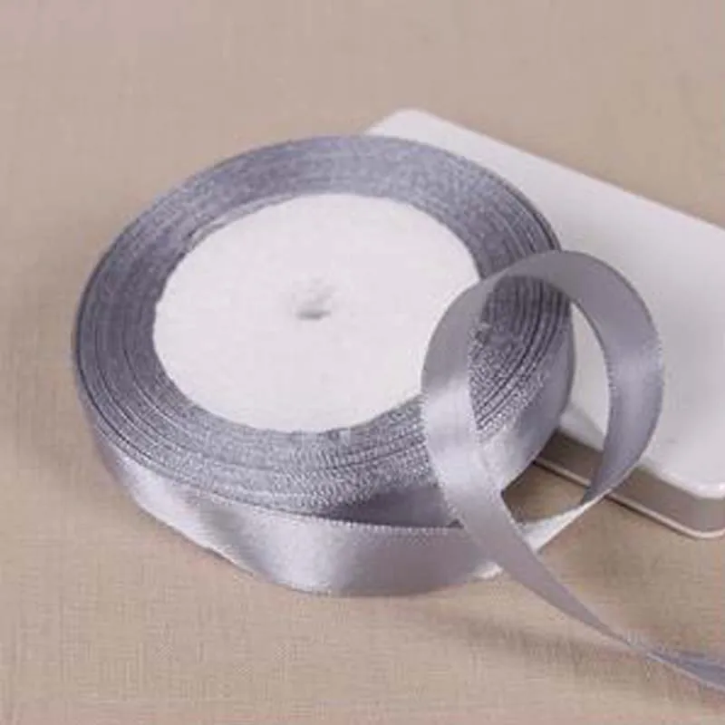 Атласная лента серебристо-серого цвета 25 ярдов | Дом и сад