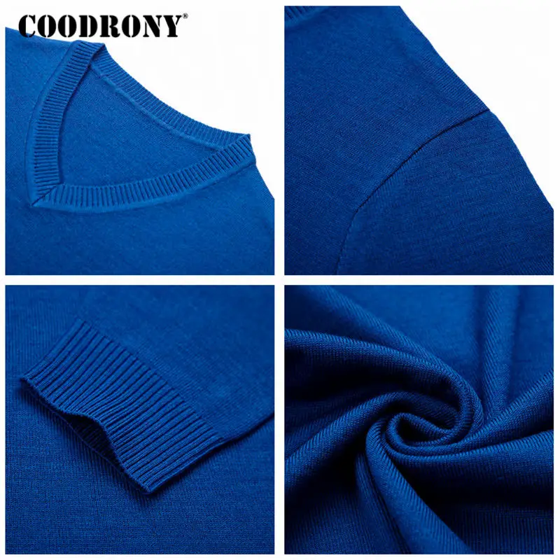 COODRONY, свитер, Мужская одежда, осень-зима, Pull Homme Cashemre, пуловер, свитера, мужские, на каждый день, v-образный вырез, шерсть, джерси, Hombre 8127