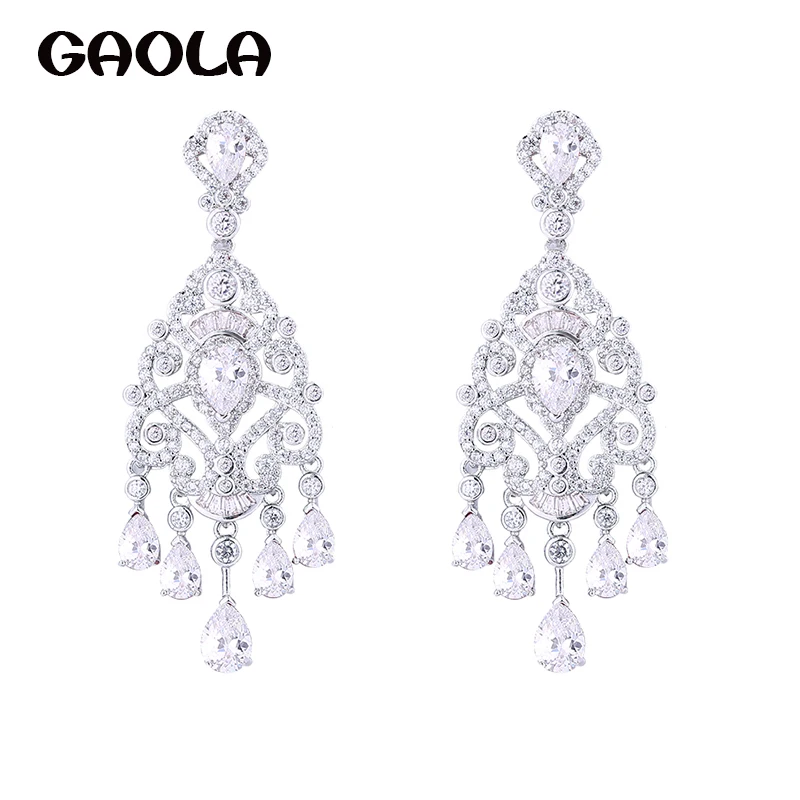 

GAOLA Women Horse Eye Earrings Clear Flower Cubic Zirconia Dangle Earrings GLE6479