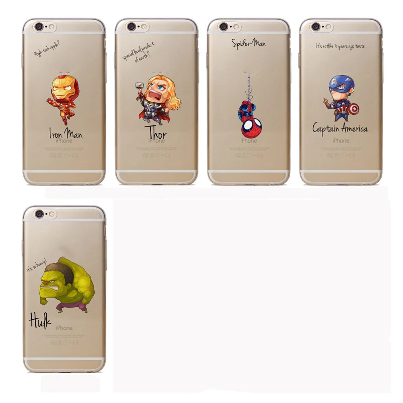 For iphone 8 cartoon Avengers mobile phone shell painted soft slim for 6/7/8 6plus/7plus /8plus |