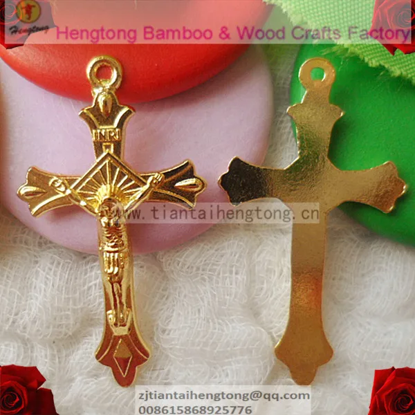 80 шт./упак. дешевый одно отверстие сплав четки Италия крест распятие золотой с