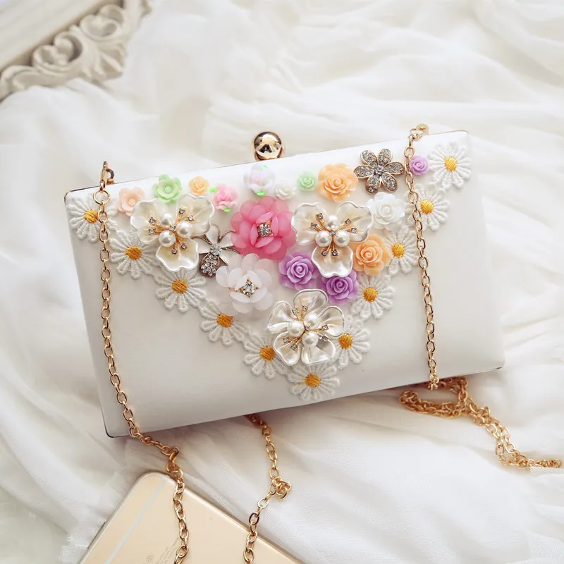2017 Новые Моды для Женщин Цветами Ручной Работы День Сцепления Кошелек Марка