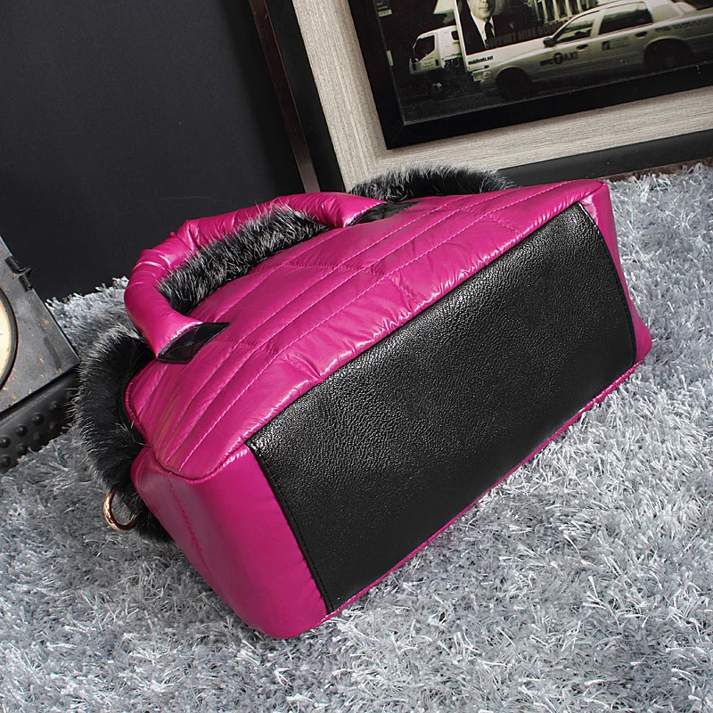 Новинка 2019 зимняя теплая женская сумка тоут из кроличьего меха через плечо с