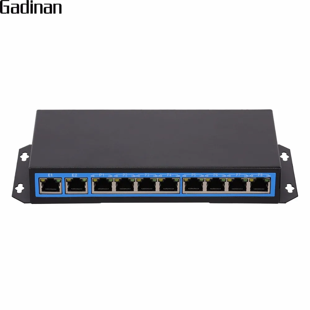 GADINAN 48 V коммутатор питания через ethernet 8CH Ethernet 10 Порты 802.3af IEEE для высокоскоростной