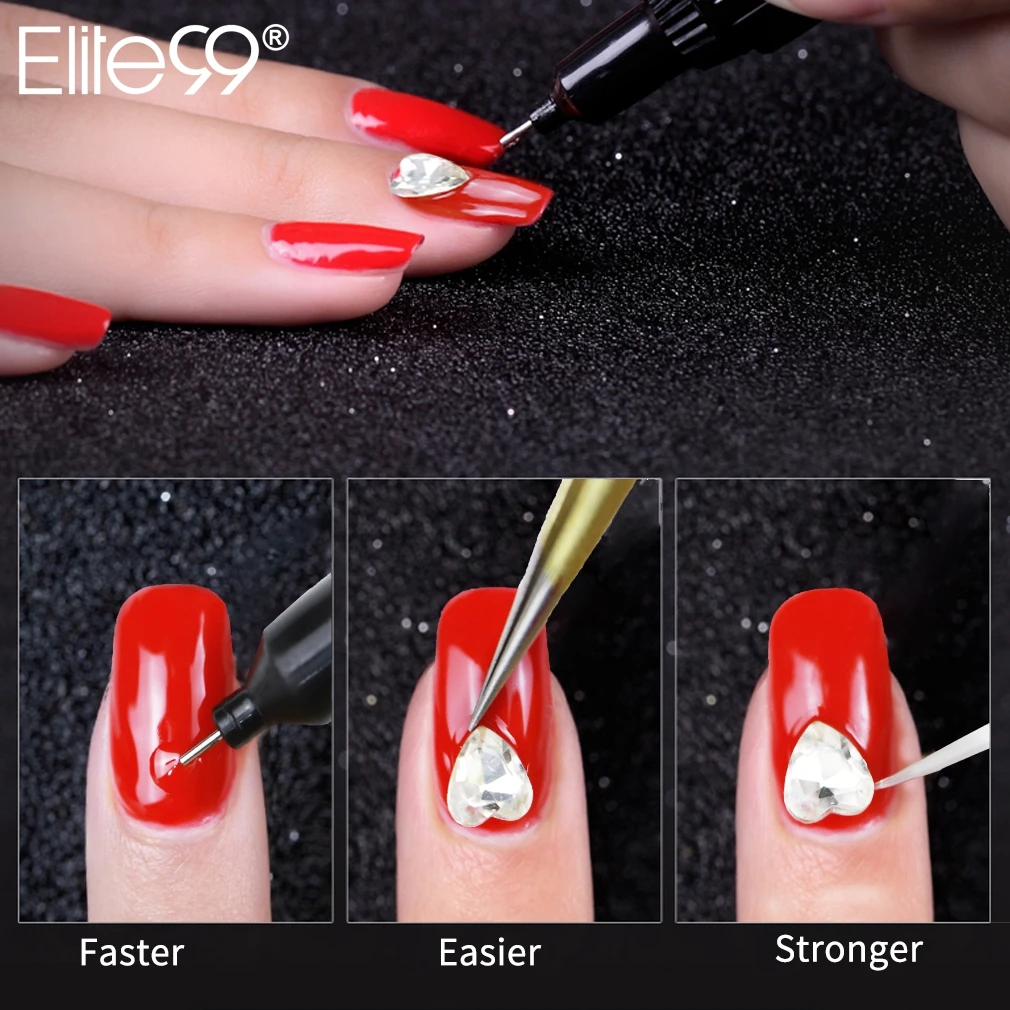 Elite99 Portable Point Drill Gel UV Acrylic Rhinestones Nail Gel For False Nail Decoration With Needle Sharp-tip Brush Manicure