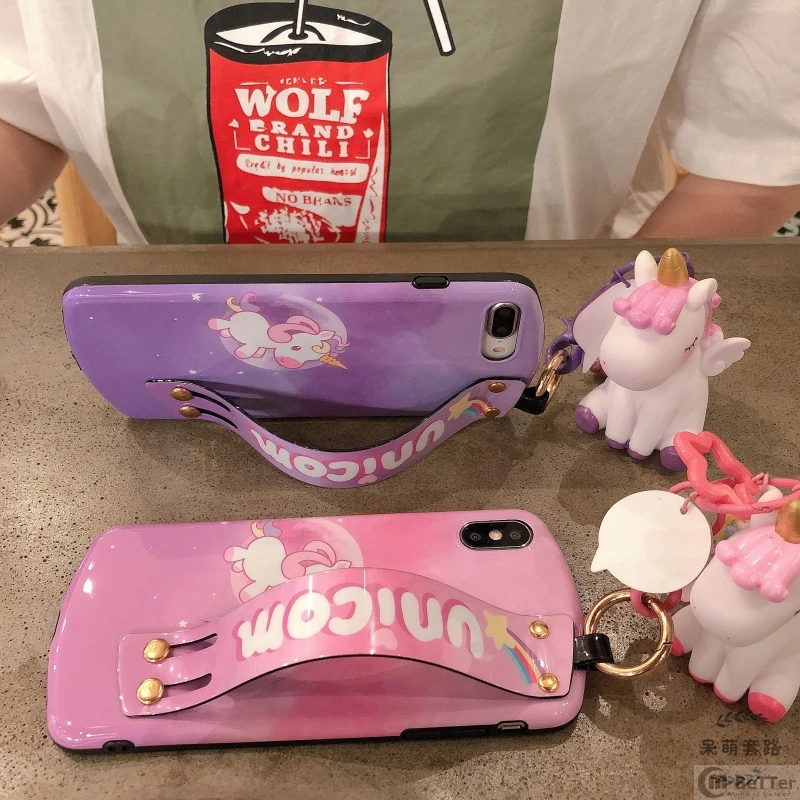 Для iPhone X/XS MAX чехол 7/8 plus 6/6s + Мягкий силиконовый XR оболочка Милый Розовый Единорог