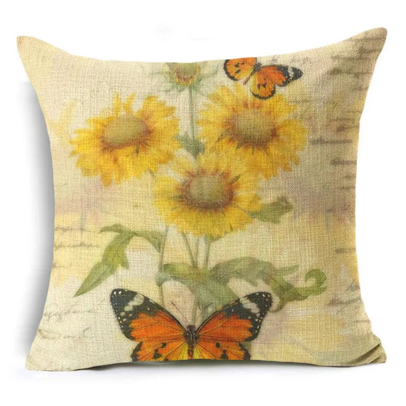 Красочные бабочки чехлы для подушек подсолнух цветок хлопок белье наволочки