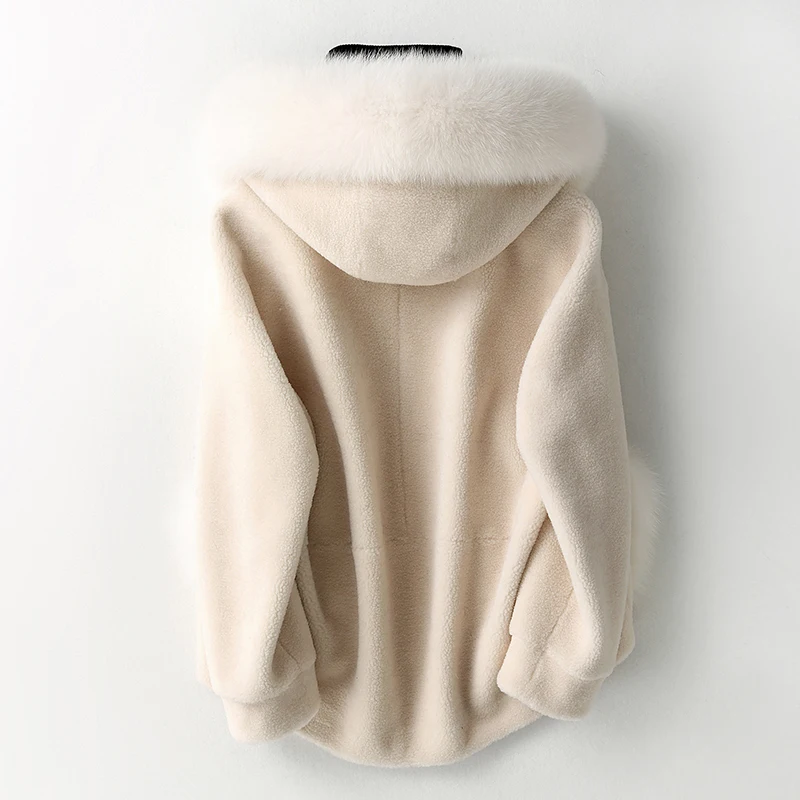 2018 Новое Женское зимнее теплое короткое пальто из овечьей кожи с мехом модное