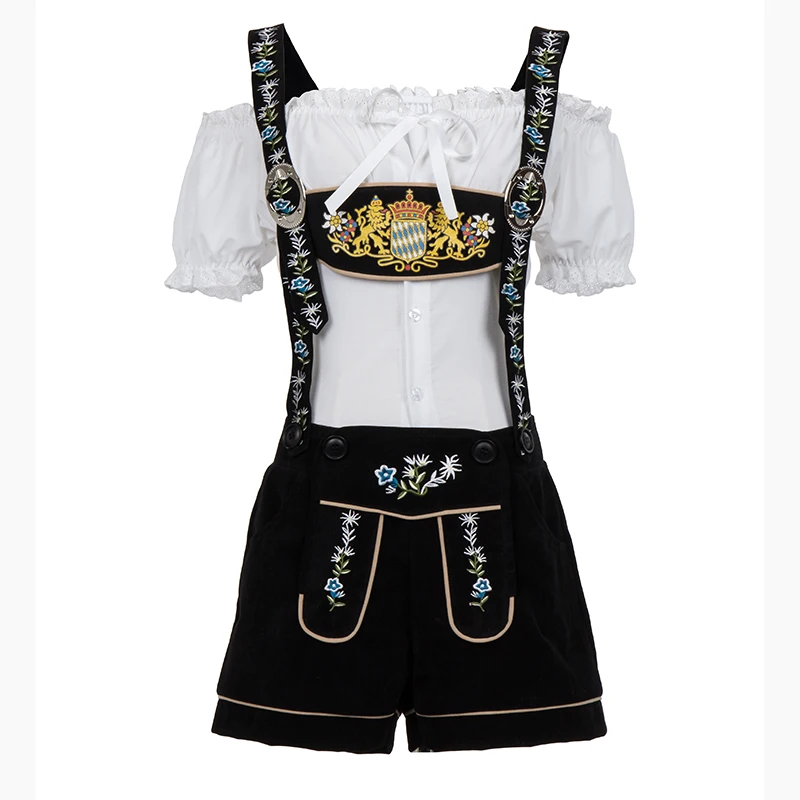 Женская пикантная белая рубашка с подтяжками Lederhosen на Октоберфест пивной костюм