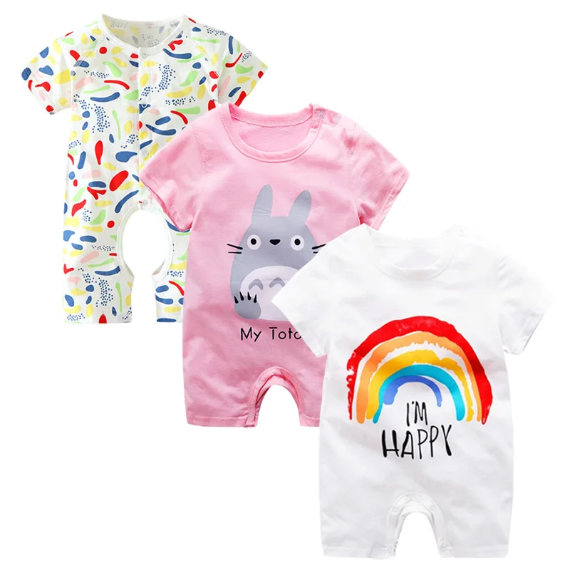 3 шт./лот одежда для маленьких девочек Летний комбинезон из 100% хлопка с короткими