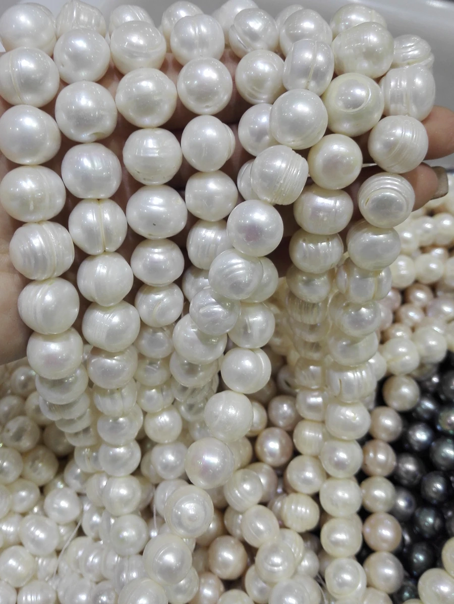 

One Strands Real Pearl 12-16mm Bright White Pearl Baroque Natural Freshwater Pearl loose beads 35cm / 15inch