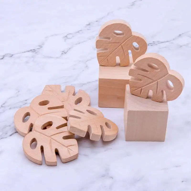Детские Деревянные Зубные кольца Let's Make 2 шт. грызунки в форме листьев без