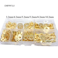 150pcs ring lugs ring eyes copper crimp cable connector non insulated m3m4m5m6m8m10 assortment kit with plastic box