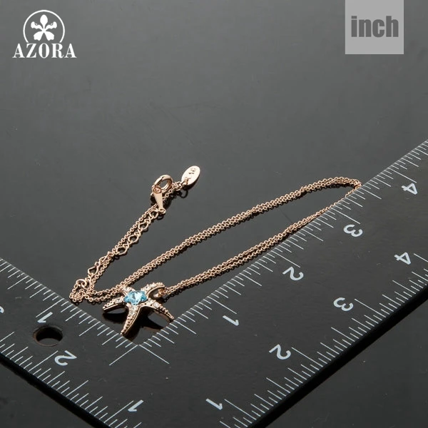 АЗОРА Звездочка с синей зимней розой в розовом цвете из стеллюкса австрийским кристаллом Подвеска на цепочке TN0084.