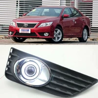 led cob angel eye rings front projector lens fog lights assembled lamp bumper replacement cover fit for toyota camry 12 13