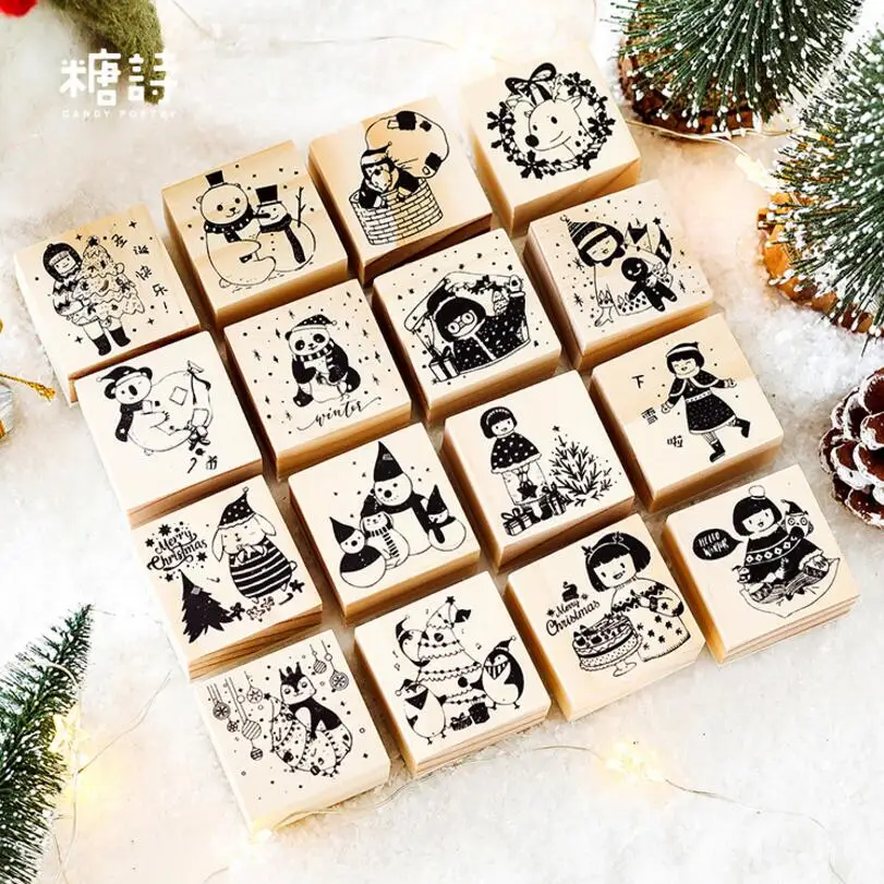 Винтажный милый снеговик девушка украшения штамп деревянные и резиновые штампы