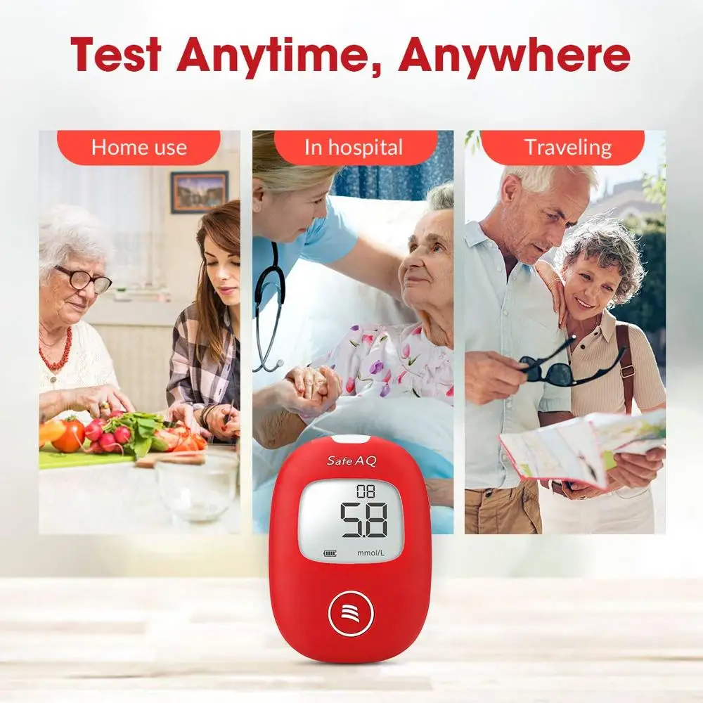 Измеритель глюкозы Sinocare Safe AQ Smart, мгдл ммольл, комплект глюкометра для диабетиков и тест-полоски, ланцеты, безболезненное определение уровн... (art.: 7a75c0df5) - 7a75c0df5