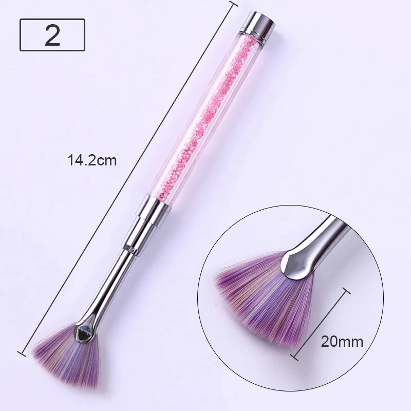 Кисть для градиентного рисования в форме веера розовая ногтей ручка Стразы