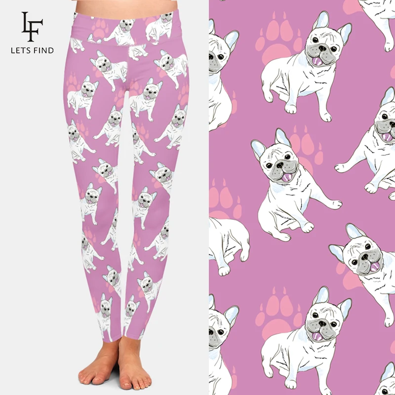 LETSFIND Push Up Printing Fitness Leggings Women Elastic Workout Pants High Waist 3D Cartoon Dogs Printed  Slim Female Leggings
