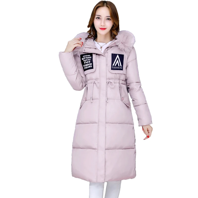 Красивая модная зимняя куртка с меховым воротником женское утепленное пальто
