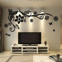 3d acrylic flower vine wall stickers diy art gift for home decor tv sofa background crystal mirror stickers muraux large size