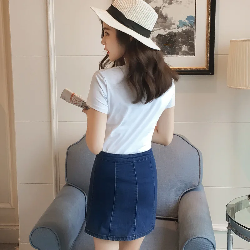 YAUAMDB women t shirts 2018 summer S-XL cotton female t-shirts clothing short sleeve embroidery slim formal ladies top tees Y32 | Женская