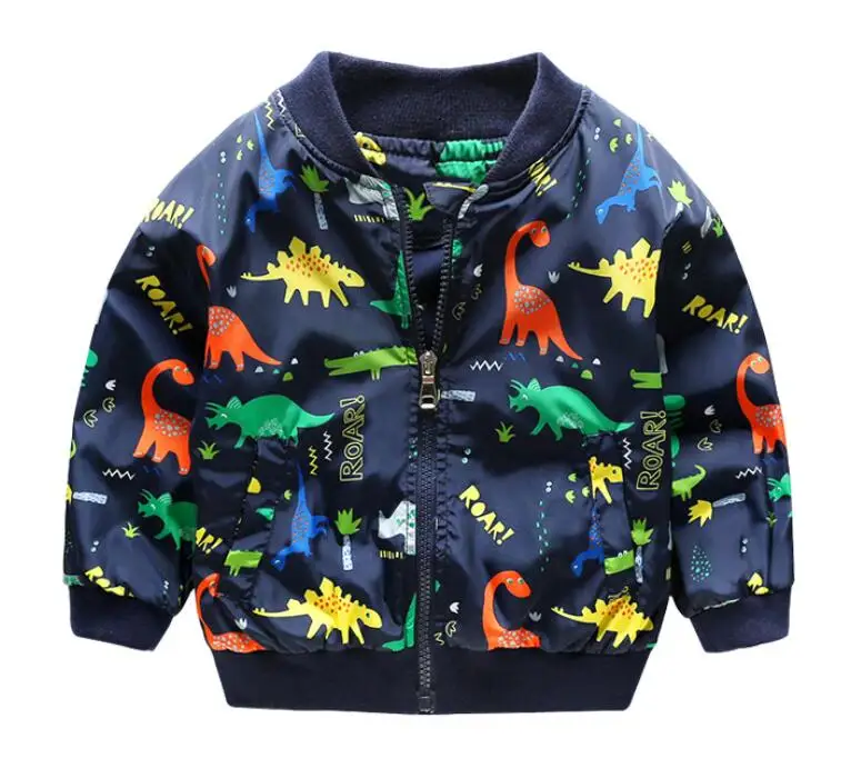 Куртка детская демисезонная на молнии с принтом динозавра | - Фото №1