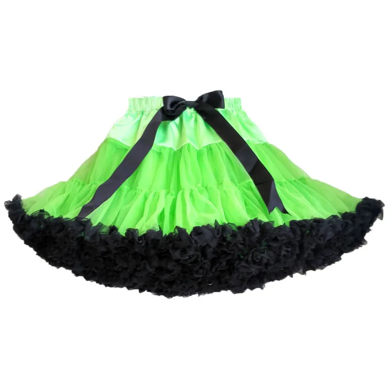 Green And Black Женская Подростковая мини-юбка, размеры s, m, l, шифоновая балетная одежда с рюшами, летняя женская юбка-пачка, Женская юбка для взрослых - Цвет: Green And Black
