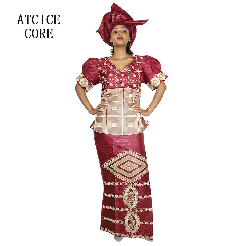 Африканские платья для женщин базин богатый дизайн вышивка длинное платье