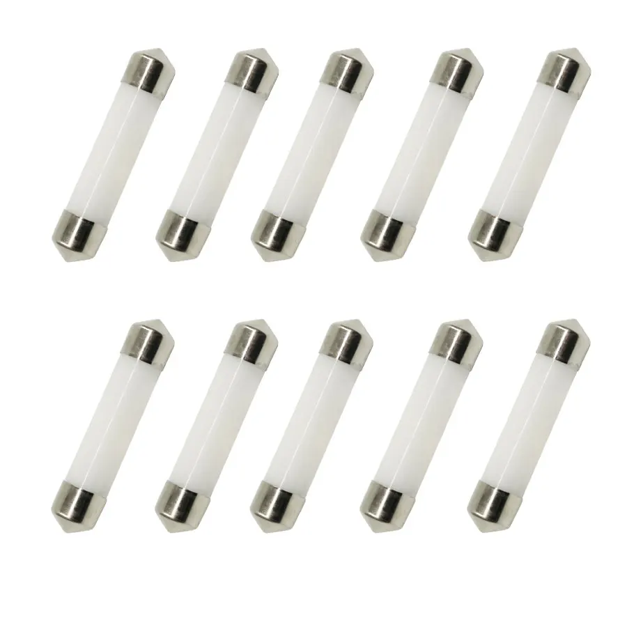 

10Pcs Festoon 31mm 36mm 39mm 41mm LED Bulb c5w c10w Led Light Filament Chips Glass Shell Car Interior Dome Light Pure White 12v