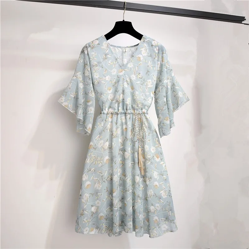 Летнее шифоновое платье с цветочным принтом Vestidos Mujer 9 видов цветов эластичные