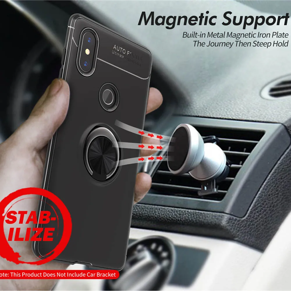 Shockproof Cases For Huawei Honor 8X Max 7X 10 Lite Play 8C 7C 8A Soft Silicone Slim 360 Metal Magnetic Finger Ring Stand Cover |