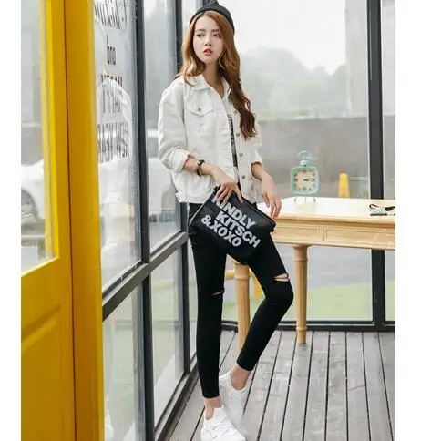 Женская ВИНТАЖНАЯ ДЖИНСОВАЯ КУРТКА белая свободная офисная 2019|Женские куртки| |