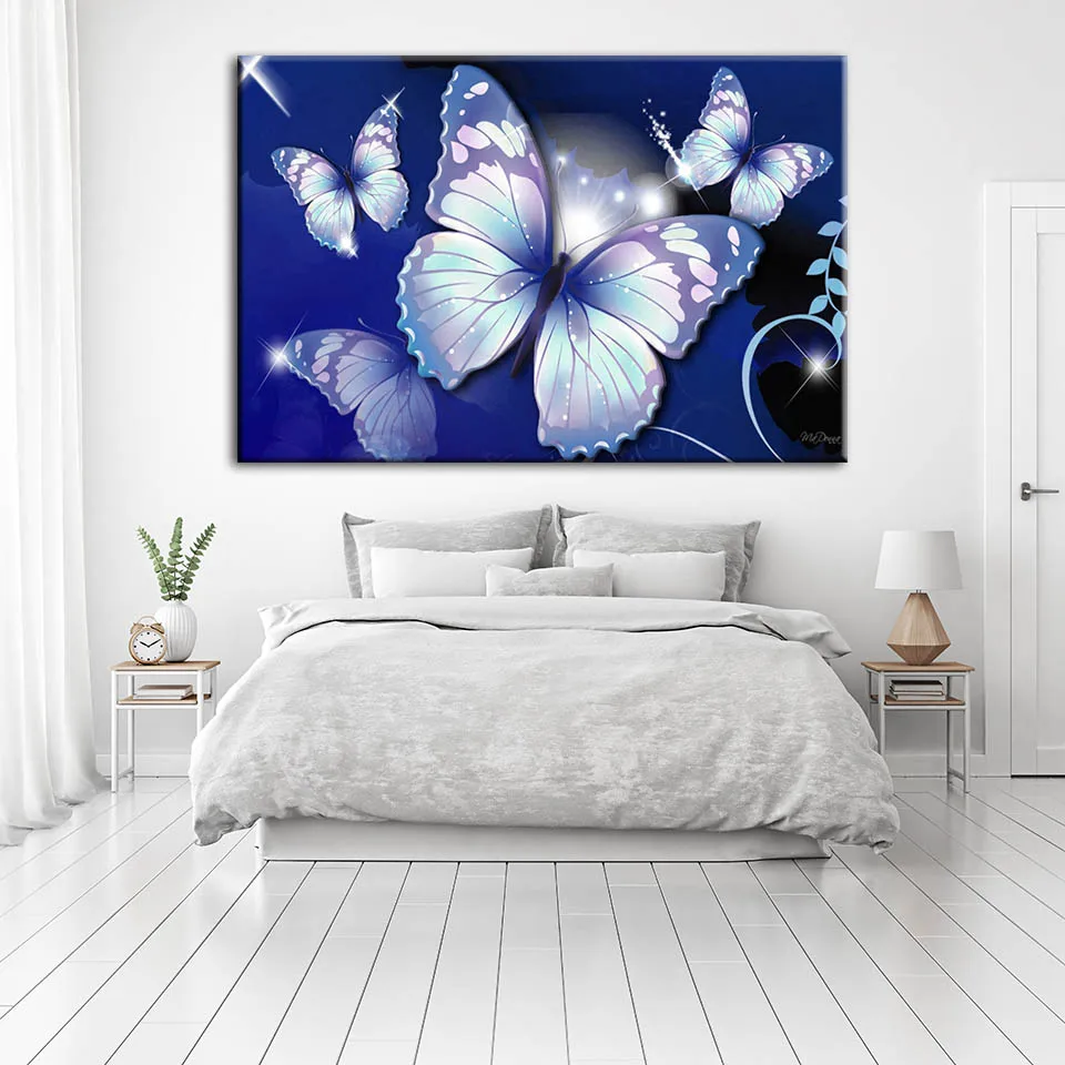

Canvas Hd Printed Home Decoration Pictures Wall Artwork Watercolor Butterfly Painting Modular Abstract Poster Living Room Framed